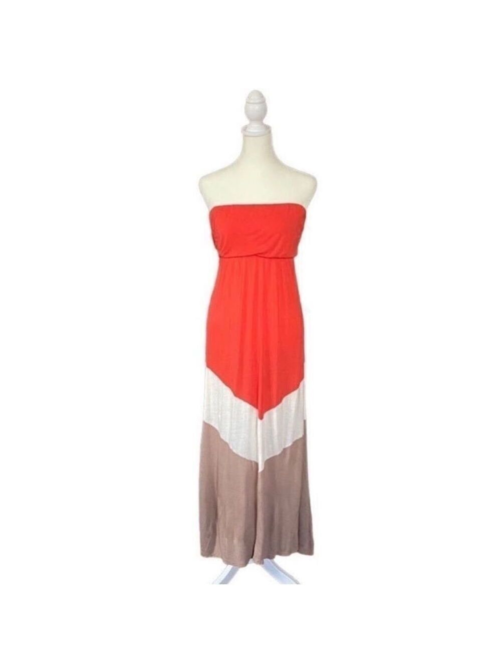 Love Culture Strapless Color Block Summer Maxi Dress Size Medium